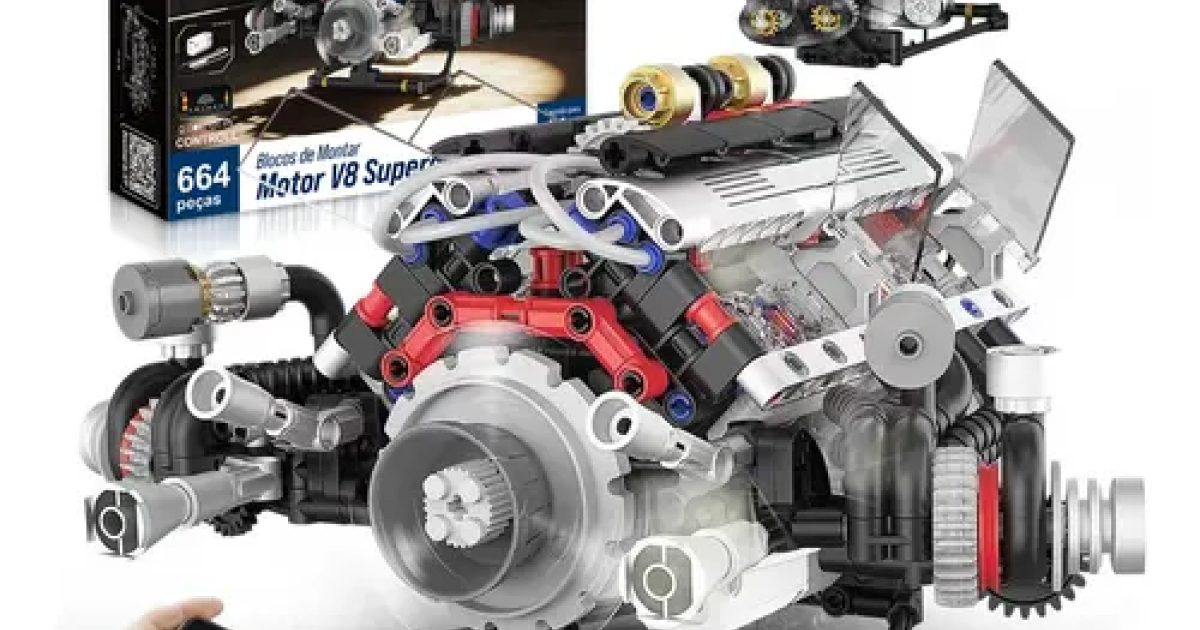 Brastoy Kit De Montagem De Blocos Brinquedo Diy De Motor V8 - R$ 176,7