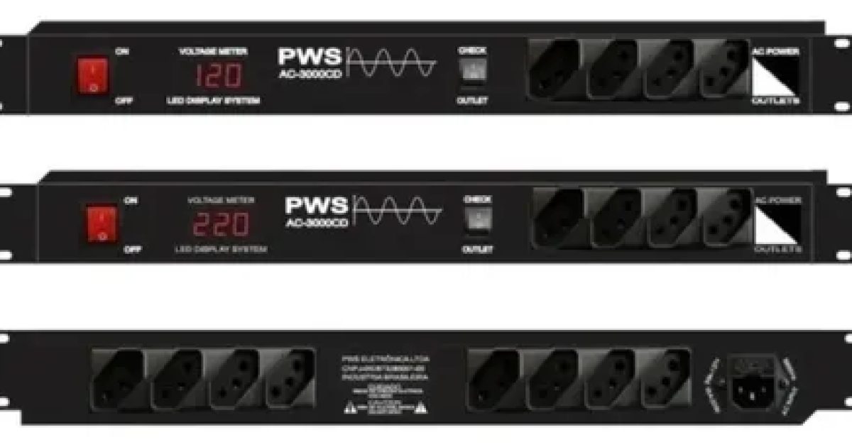 Filtro de Linha 12 Tomadas 3000 W PWS AC-3000CD Rack 19" Preto - R$ 361,09